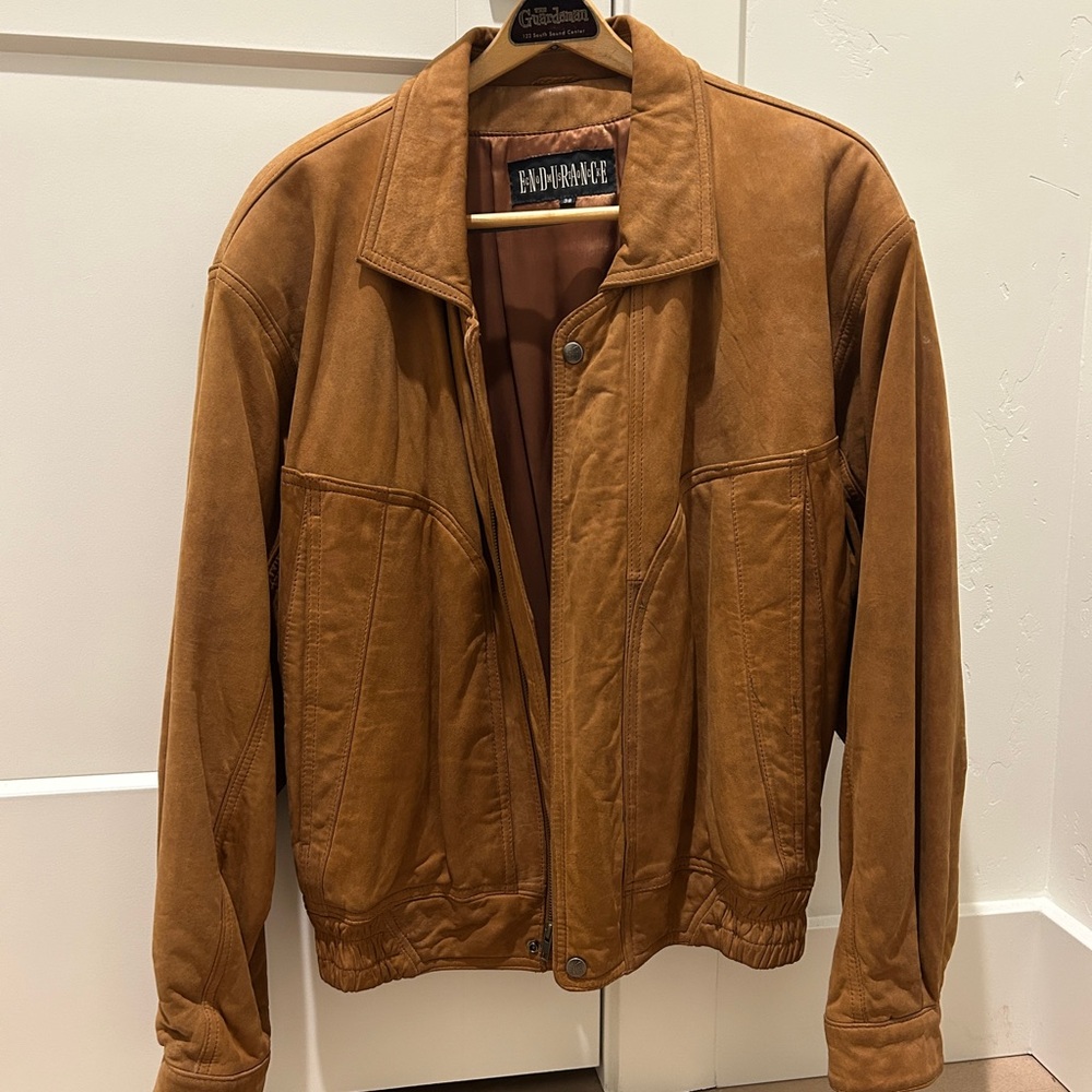 Endurance Suede Leather Jacket Men’s Size 38 Brown Bomber Style